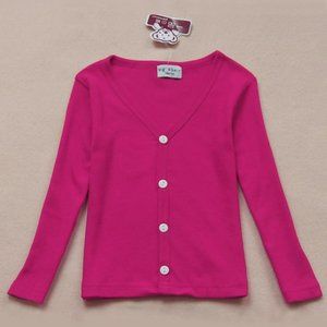 Girl Hot Pink Button Cardigan Sweater